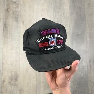 Vintage 90s 1991 New York Giants, Super Bowl champions, black faded snapback hat
